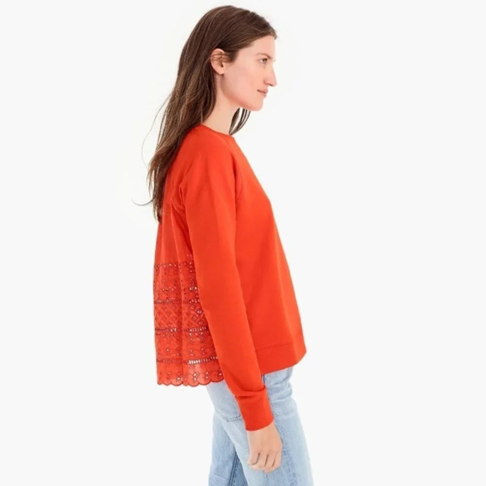 J‎ Crew eyelet back sweatshirt size XXS in red